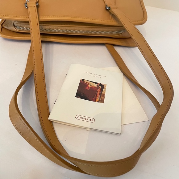 Vintage Coach Classic Compartment Tote Leather Shoulder Bag 9872 Camel USA - Picture 10 of 16